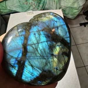 Large labradorite crystal heart